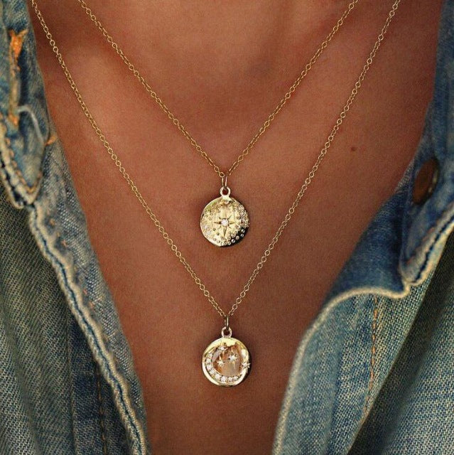 Star Moon Necklace Women