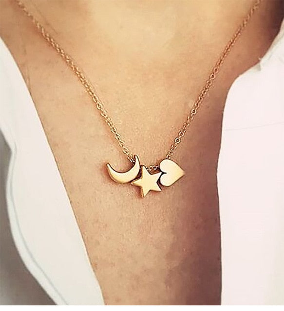 Star Moon Necklace Women