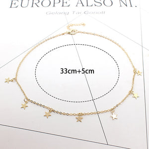 Women  gold Silver Chain star Necklace collana Kolye