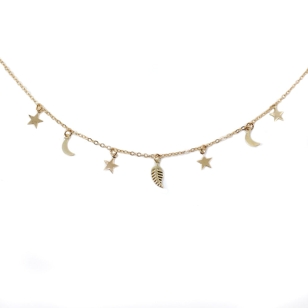 Women  gold Silver Chain star Necklace collana Kolye