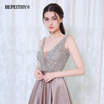 V-Neck Beads Bodice Open Back A Line Long Evening Dress Party