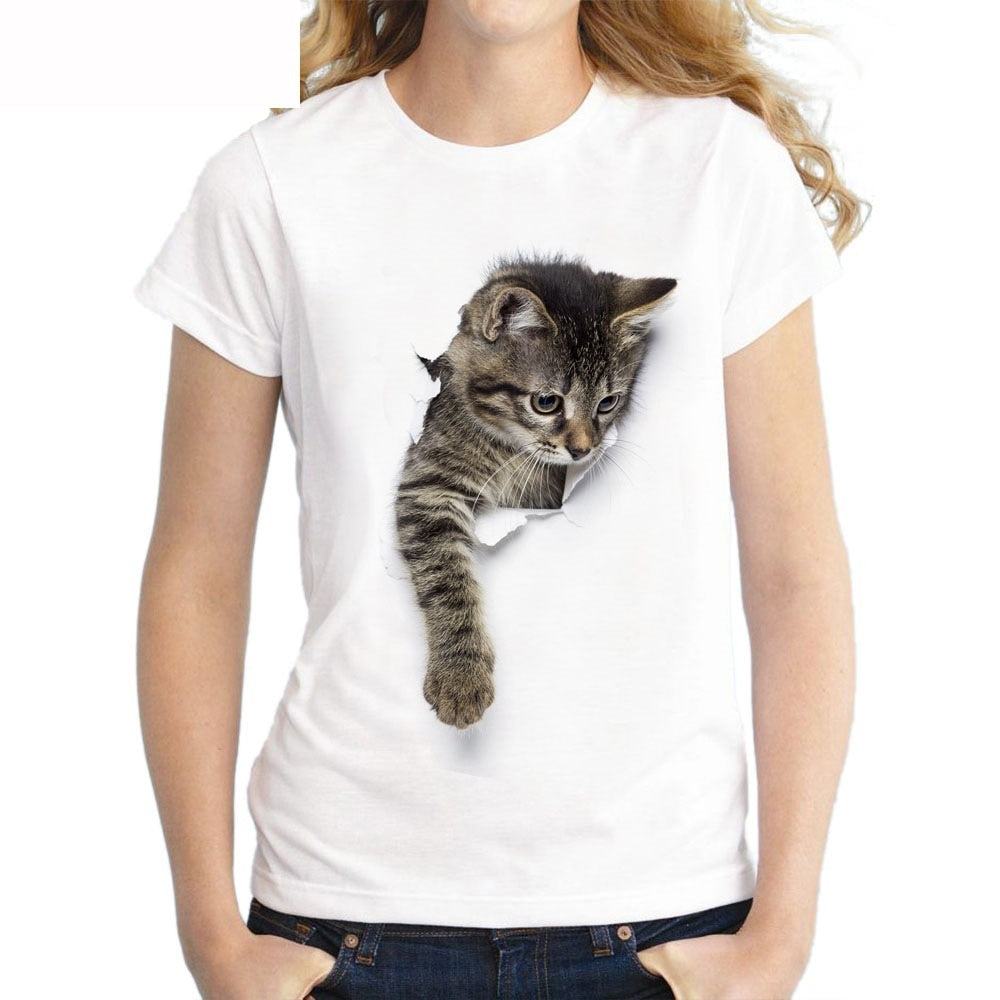 3D cat  T-shirt Summer