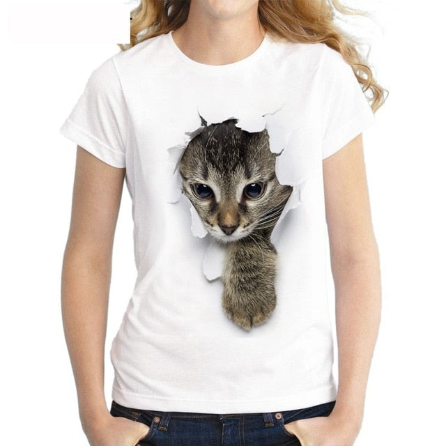 3D cat  T-shirt Summer