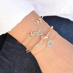 Hand Cuff Link Chain Charm Bracelet