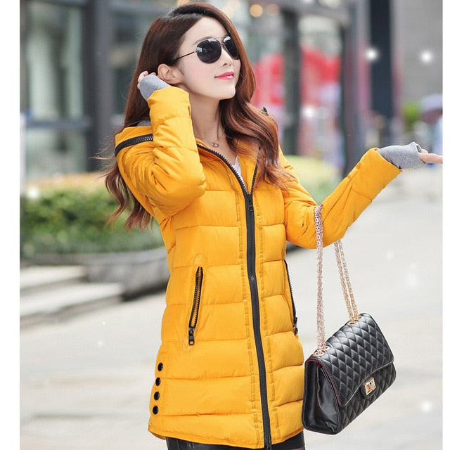 warm coat plus cotton padded jacket female long parka womens