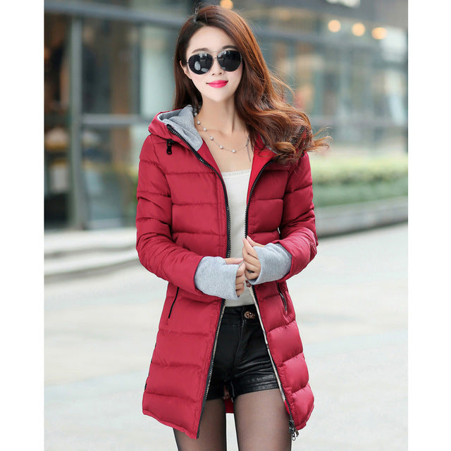 warm coat plus cotton padded jacket female long parka womens