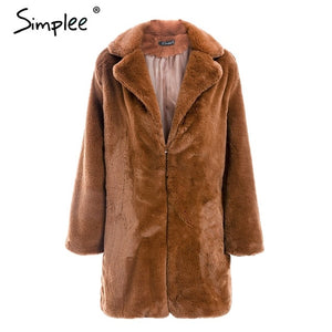 women faux fur coat streetwear warm plush teddy coat