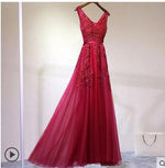 Sexy V-neck Evening Dress  Soiree  Grey Tulle